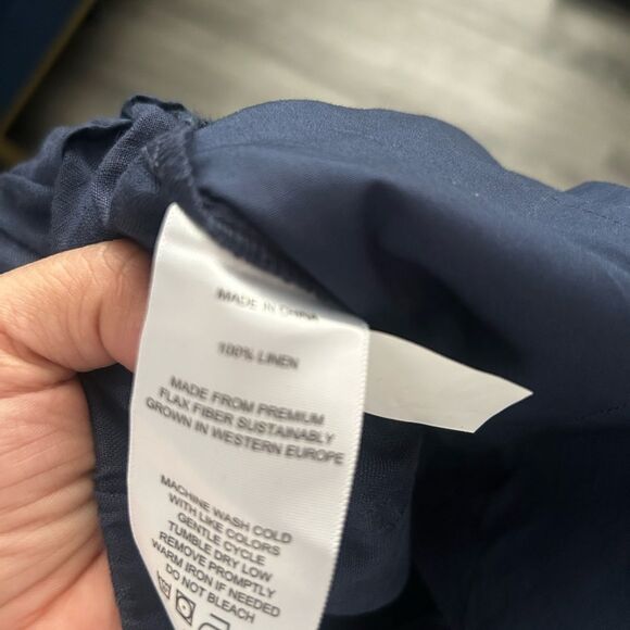 Quince Women's Blue 100% Linen Pants - Picture 5 of 5